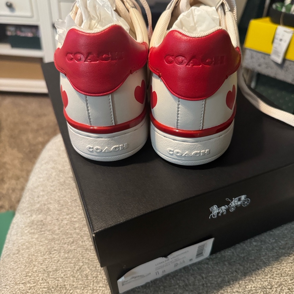 Coach Lowline Valentines Chalk Sport Red Sneakers - Picture 3 of 5